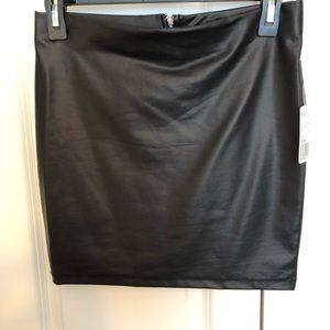 Black faux leather mini skirt